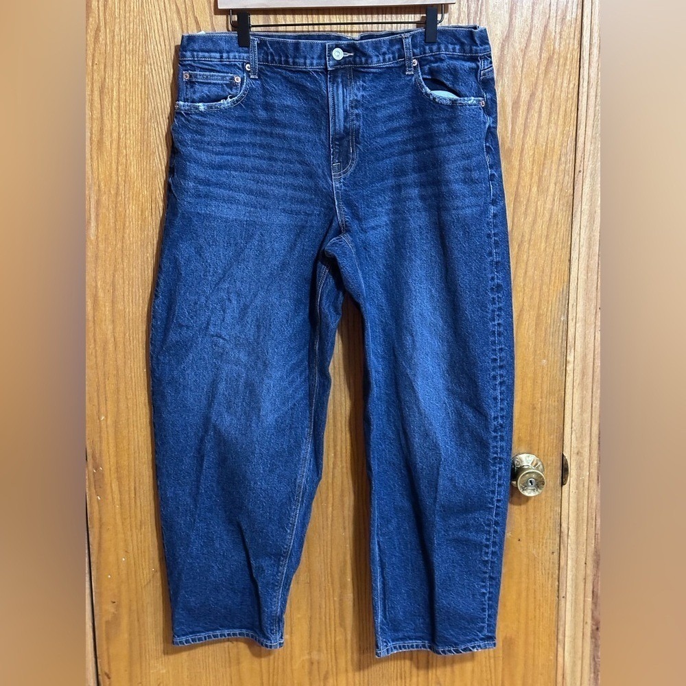 American Eagle Outfitters Barrel Dark Blue Relaxed women's sz 16 Long Jeans